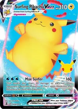 Surfing Pikachu VMAX 009/025 Celebrations Ultra Rare Holo Pokemon NM - Image 1