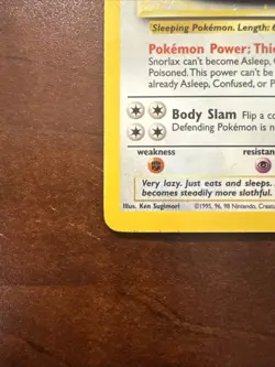 Pokemon Snorlax Jungle Holo Rare 90 HP Body Slam 11/64 English 1999 NM - Image 5