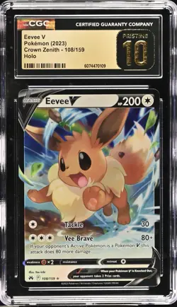 CGC PRISTINE 10 2023 POKEMON CROWN ZENITH EEVEE V 108/159 ULTRA RARE HOLO ENG - Image 1