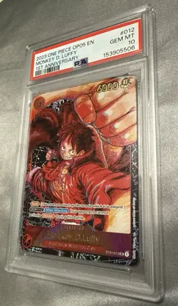 One Piece OP05 Monkey D Luffy 1st Anniversary #012 PSA 10 Gem Mint - Image 1