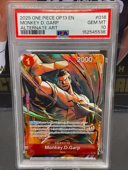 2025 One Piece EN OP13-016 Monkey D. Garp Alternate Art PSA 10 GEM MINT - Image 1