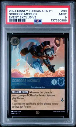 2024 DISNEY LORCANA EN P1-PROMO #39 SCROOGE MCDUCK - UNCLE MONEYBAGS PSA 9 - Image 1