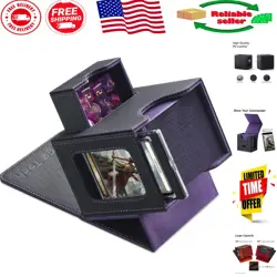 Elegant MTG Commander Deck Box - Holds 100 Double-Sleeved Cards, Black/Purple - Image 1