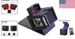 Elegant MTG Commander Deck Box - Holds 100 Double-Sleeved Cards, Black/Purple - Image 2