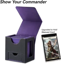 Elegant MTG Commander Deck Box - Holds 100 Double-Sleeved Cards, Black/Purple - Image 4