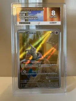 Mimikyu SVP075 Pokemon Center Stamp Black Star Promo SVP EN 075 Ace 8 Like PSA 8 - Image 1