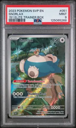 2023 POKEMON SVP EN-SV BLACK STAR PROMO 051 SNORLAX 151 ELITE TRAINER BOX PSA 9 - Image 1