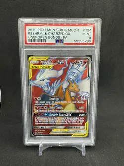 2019 Pokemon Reshiram Charizard GX Unbroken Bonds #194 PSA 9 - Image 1