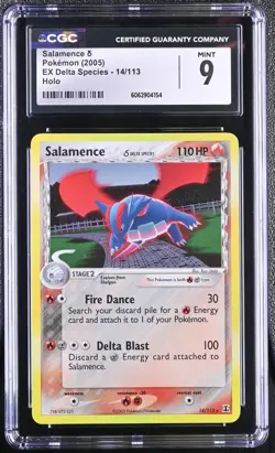 CGC 9 MINT Salamence 2005 EX Delta Species 14/113 Holo Pokemon Card - Image 1