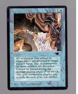 Hurkyl's Recall MTG Antiquities Blue Rare Instant Very Light Play - Image 1
