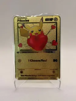 Pikachu 60HP Gold Metal Pokemon Card-Collectible Gift Display！ - Image 1