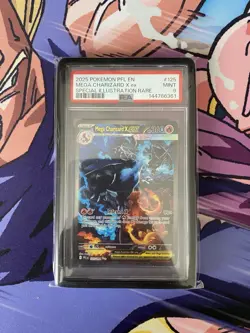 Pokemon 2025 Mega Charizard X ex 125/094 SIR Phantasmal Flames PSA 9 with Guard! - Image 1