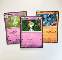 Pokemon Mega 2025 Fall Collector Chest Cosmo Foil Promos: Ralts, Kirlia, Riolu - Image 1