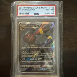 2017 Pokemon SM Base Set Umbreon GX Full Art Holo 142/149 Ultra Rare PSA 8 - Image 1