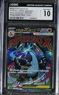 CGC 10 Mega Charizard X ex #223/193 Japanese 2025 Pokemon Mega Dream EX - Image 1
