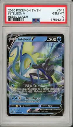 2020 Pokemon SWSH Rebel Clash Inteleon V #049 PSA 10 - Image 1