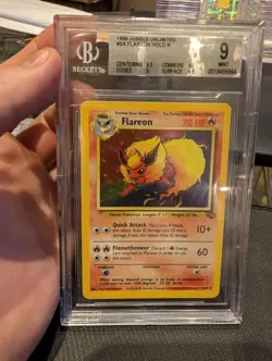 1999 Pokemon TCG Jungle Flareon Holo 3/64 BGS 9 MINT WOTC good sub grades - Image 1