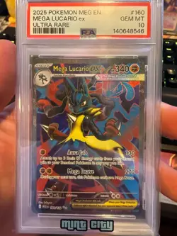 2025 POKEMON MEG EN-MEGA EVOLUTION ULTRA RARE #160 MEGA LUCARIO EX PSA 10 - Image 1