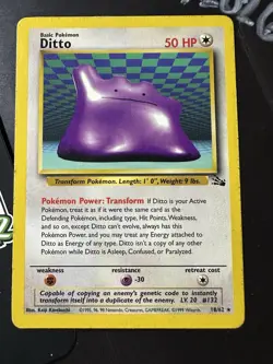 Ditto 18/62, Fossil Set, Rare Pokemon TCG, WOTC, Vintage 1999, NM/LP - Image 1