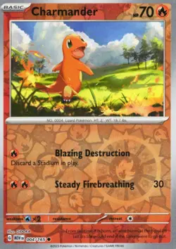 Pokemon Charmander 004/165 - COSMOS Reverse Holo - Scarlet & Violet 151 - NM - Image 1