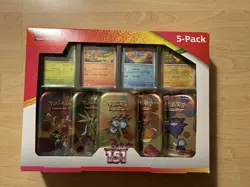 Pokemon Scarlet & Violet 151 (5-Pack) Mini Tins w/ 4 Promos Pokemom Cards - Image 1