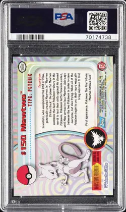 2000 TOPPS POKEMON TV ANIMATION SERIES 3 FOIL #150 MEWTWO PSA 10 - Image 2