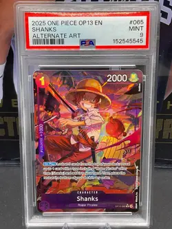 2025 One Piece EN OP13-065 Shanks Alternate Art PSA 9 MINT - Image 1