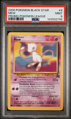 PSA 9 2000 Black Star League Promo Pokemon Card Mew 8 - MINT! - Image 1