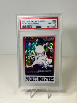 PSA 8 Mewtwo Prism Pokemon Carddass Card Japanese 1997 - Vintage - Image 1