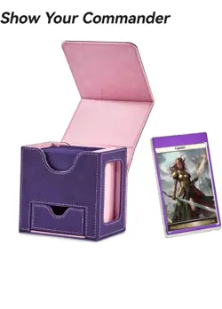 Mage Tech Commander Deck Box for TCGs Magnetic Card Holder Purple and Pink - Image 3