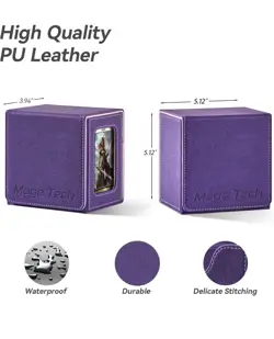 Mage Tech Commander Deck Box for TCGs Magnetic Card Holder Purple and Pink - Image 5