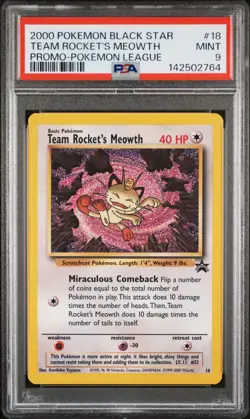 PSA 9 2000 Team Rocket's Meowth 18 Black Star Promo Pokemon Card - Mint! - Image 1