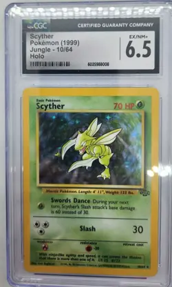Scyther 10/64 CGC 6.5 1999 Jungle Holo Pokemon Card Unlimited EX/NM+ - Image 1