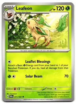 Leafeon 011/167 - 🌊 Twilight Masquerade Uncommon Pokemon TCG 🖤 - LP - Image 1