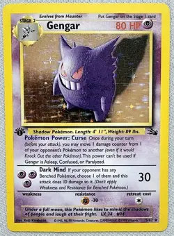 POKEMON 1ST EDITION GENGAR #5 5/62 FOSSIL HOLO RARE Card WOTC 1999 First Ed TCG - Image 1