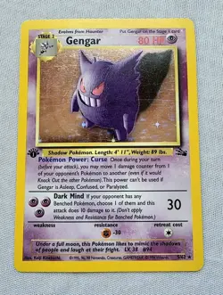 POKEMON 1ST EDITION GENGAR #5 5/62 FOSSIL HOLO RARE Card WOTC 1999 First Ed TCG - Image 3