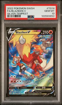 2022 POKEMON SWORD & SHIELD SILVER TEMPEST #TG14 FULL ART/BLAZIKEN V PSA 10 - Image 1