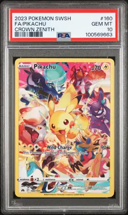 2023 POKEMON SWORD & SHIELD CROWN ZENITH #160 FULL ART/PIKACHU PSA 10 - Image 1