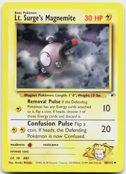 Lt. Surge's Magnemite 50/132 Uncommon Gym Heroes Pokemon Unlimited Near Mint - Image 1