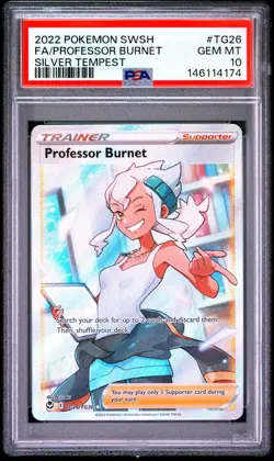 Pokemon Sword & Shield Silver Tempest Professor Burnet TG26/TG30 Full Art PSA 10 - Image 1