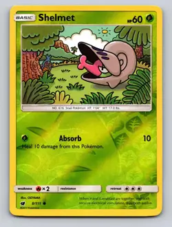 Shelmet 8/111 Common Crimson Invasion Pokemon Reverse Holo NM - Image 1