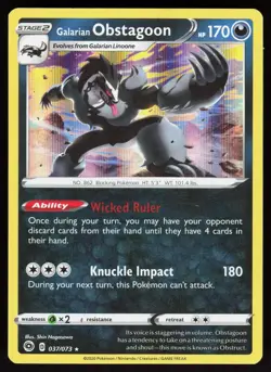 Galarian Obstagoon 037/073 Holo Rare Champion's Path Pokemon Holo Lightly Played - Image 1