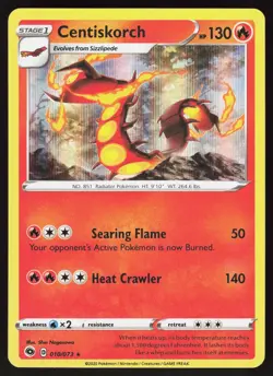 Centiskorch 010/073 Holo Rare Champion's Path Pokemon Holo Lightly Played - Image 1