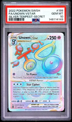 Pokemon Sword & Shield Silver Tempest Unown VSTAR 199/195 Secret Rare PSA 10 - Image 1