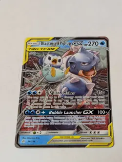 Pokemon Blastoise & Piplup GX Ultra Rare TAG TEAM Holo Sm-Cosmic Eclipse 38/236 - Image 1