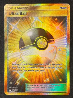 EN Pokemon Ultra Ball 161/149 Secret Rare Full Art Holo SM Base Set Trainer MP - Image 1