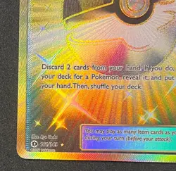 EN Pokemon Ultra Ball 161/149 Secret Rare Full Art Holo SM Base Set Trainer MP - Image 5