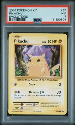 2016 Pokemon XY Evolutions Pikachu 35/108 NM PSA 7 - Image 1