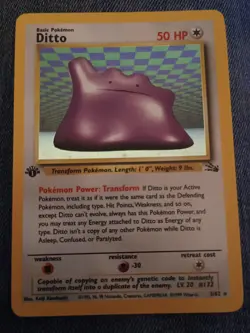 1st Edition Ditto Non-Holo Rare Pokemon Card 18/62 Fossil Set NEAR MINT Vintage - Image 1