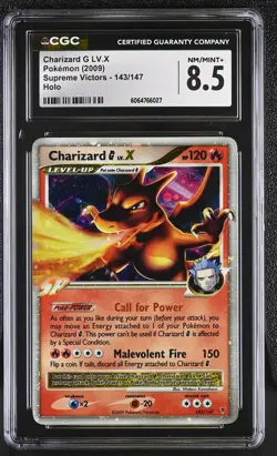 CGC 8.5 Charizard G LV.X 2009 Supreme Victors 143/147 Holo Pokemon Card - Image 1